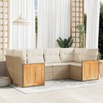 vidaXL Salon de jardin avec coussins 6 Pièces beige résine tressée