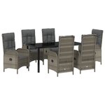 vidaXL Set de 7 pièces de salle à manger de jardin en poly rotin gris