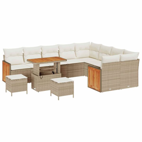 vidaXL Ensemble de canapé de jardin avec coussin 12 Pièces Beige et crème