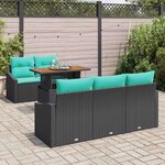 vidaXL Ensemble de salle à manger pour jardin 6 Pièces Noir et Sarcelle