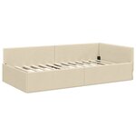 vidaXL Cadre de lit d'angle Crème 90 cm x 190 cm tissu