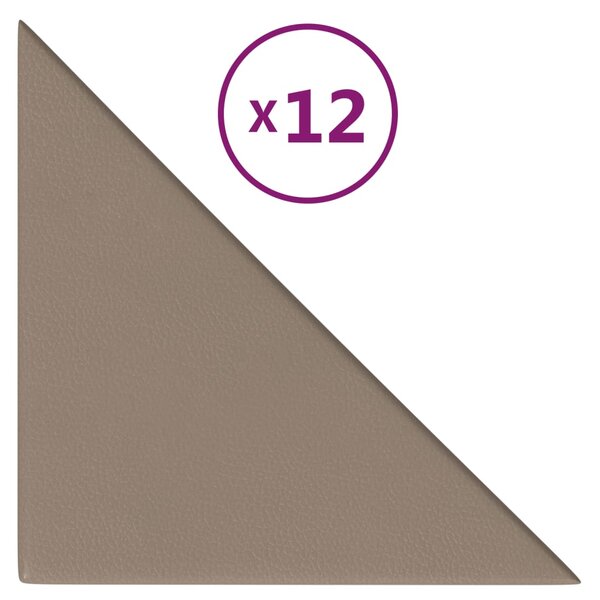 vidaXL Panneaux muraux 12 Pièces Cappuccino 30x30 cm Similicuir 0 54 m²