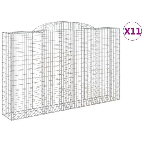 vidaXL Paniers à gabions arqués 11 Pièces 300x50x180/200 cm fer galvanisé