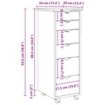 vidaXL Cabinet roulant 34 x 39 x 93 5 cm Bois de Pin Massif Blanc