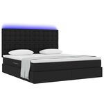 vidaXL Lit de rangement LED avec matelas Noir 160 x 200 cm Tissu