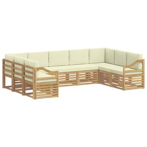 vidaXL Ensemble de canapés d'extérieur 9 pc Blanc et crème Polyester