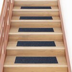vidaXL Tapis d'escalier autocollants 30 pièces 76 x 20 cm Gris Bleu Rectangulaire