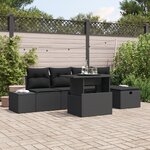 vidaXL Ensemble de 6 canapés de jardin avec coussins en noir poly rattan
