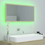vidaXL Miroir LED de salle de bain Chêne sonoma 90x8 5x37 cm Acrylique