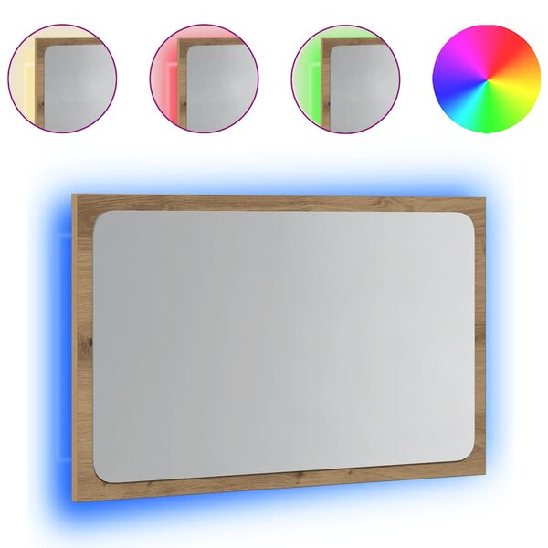 vidaXL Miroir de salle de bain avec lumière LED chêne artisanal