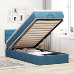 vidaXL Cadre de lit ottoman avec matelas bleu foncé 90x200 cm velours