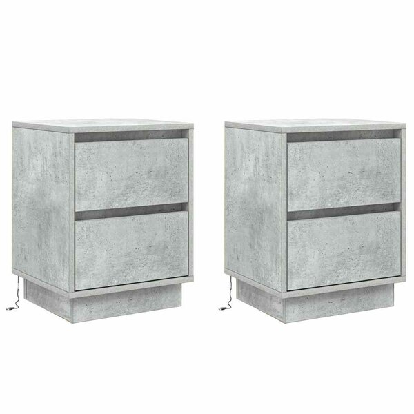 vidaXL Cabinet de chevet avec 2 Pièces Gris béton 39 x 34.5 x 50 cm
