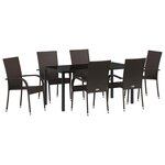 vidaXL Ensemble de salle à manger pour jardin 7 Pièces Marron