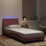 vidaXL Cadre de lit avec lumières LED rose 90x200 cm velours