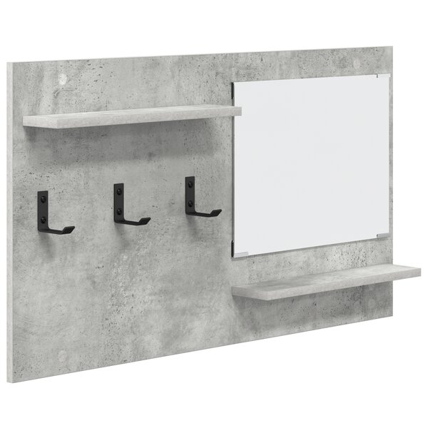 vidaXL Porte-manteau mural avec étagère avec stockage avec miroir Gris Béton 90 x 10 x 50 cm