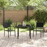 vidaXL Ensemble de salle à manger de jardin 3 pièces Noir en poly rattan