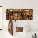 vidaXL Porte-manteau mural avec étagère Chêne fumé Bois d'ingénierie