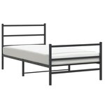 vidaXL Cadre de lit métal sans matelas avec pied de lit noir 107x203cm