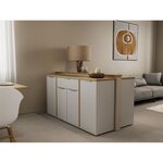 Enfilade ACCESS - 4 portes + 1 tiroir - chêne Hamilton et Blanc - 160 7 x 39 6 x 85 6 cm