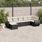 vidaXL Salon de jardin 7 Pièces avec coussins noir résine tressée