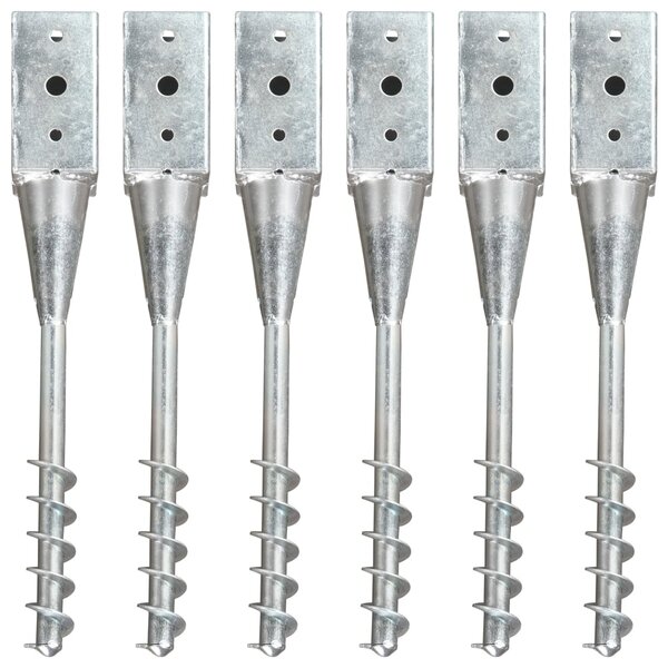vidaXL Piquets au sol 6 Pièces Argenté 10x10x57 cm Acier galvanisé