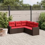 vidaXL Salon de jardin avec coussins 5 Pièces marron résine tressée