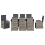 vidaXL Ensemble de salle à manger de jardin de 9 pièces avec coussins gris en poly rattan
