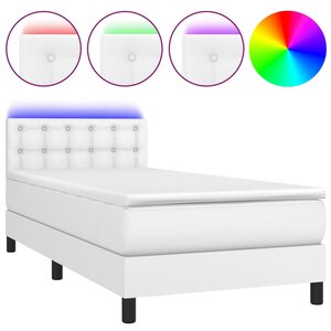 vidaXL Sommier à lattes de lit avec matelas et LED Blanc 90x190cm