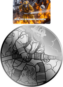 Monnaie FIREFIGHTER Alien First Responders 1/1000 Oz Platine 12$ Liberia 2026 (PRÉCOMMANDE)