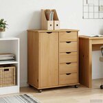 vidaXL Cabinet roulant 63 5 x 39 x 79 cm Bois de Pin Massif