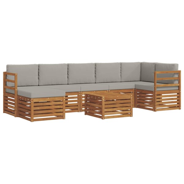 vidaXL Ensemble de canapés d'extérieur 8 pc Gris Naturel et Clair