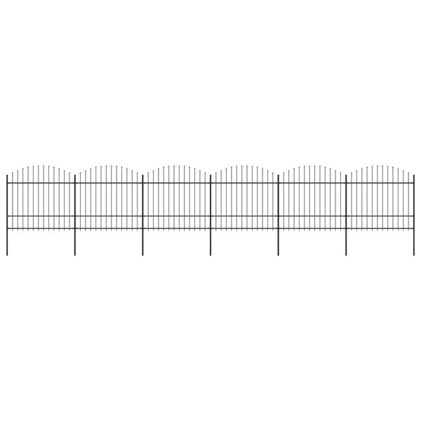 vidaXL Clôture de jardin à dessus en lance Acier (1 5-1 75)x10 2m Noir