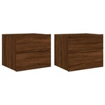vidaXL Tables de chevet murales avec lumières LED 2 Pièces chêne marron