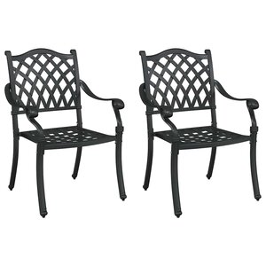 vidaXL Chaise de jardin 2 Pièces Noir 55 x 56 5 x 91cm Aluminium