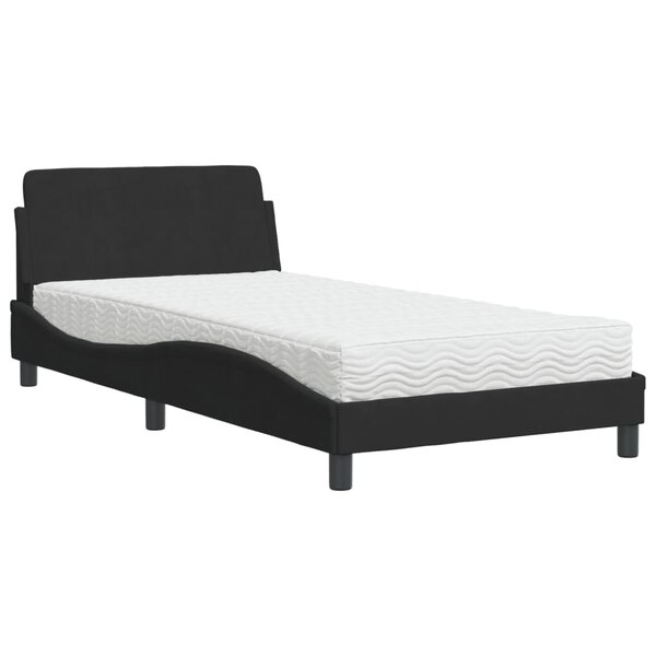 vidaXL Lit avec matelas Dover noir 100x200 cm velours