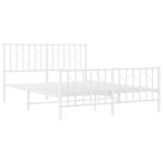 vidaXL Cadre de lit métal sans matelas et pied de lit blanc 135x190 cm