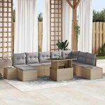vidaXL Ensemble de canapé de jardin 9 Pièces Beige Poly rotin