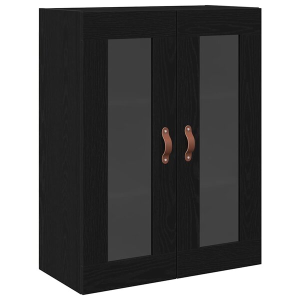 Meuble mural vidaXL avec portes en verre Chêne noir 69 5x34x90 cm