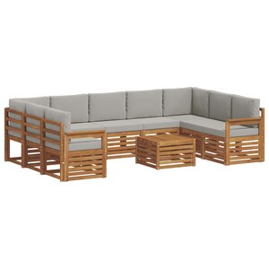 vidaXL Ensemble de canapés d'extérieur 10 pc Naturel et gris clair