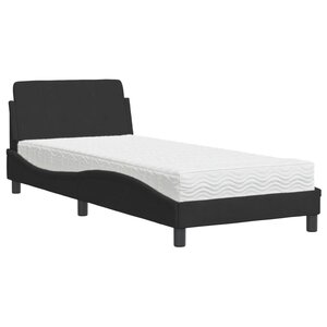 vidaXL Lit avec matelas noir 90x190 cm velours