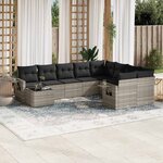 vidaXL Salon de jardin avec coussins 10 Pièces gris clair résine tressée