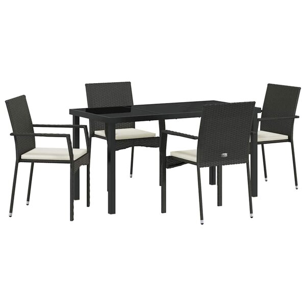 vidaXL Ensemble de salle à manger pour jardin 5 Pièces Noir polyrotin