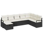 vidaXL Ensemble de canapé de jardin avec coussin 8 Pièces Noir et crème