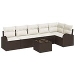 vidaXL Ensemble de canapé de jardin 7 Pièces Marron Poly rotin