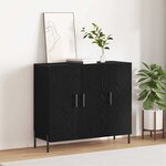 vidaXL Buffet en chêne noir 90x34x80 cm en bois d'ingénierie