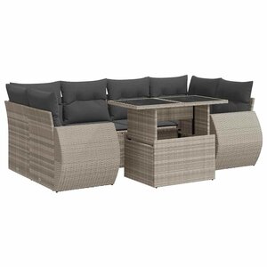 vidaXL Salon de jardin avec coussins 7 Pièces gris clair résine tressée