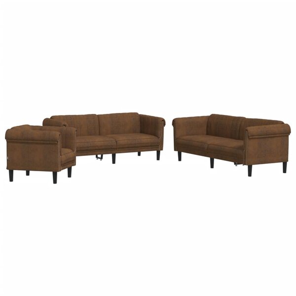 vidaXL Ensemble de canapés 3 Pièces marron velours