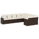 vidaXL Salon de jardin avec coussins 9 Pièces marron résine tressée
