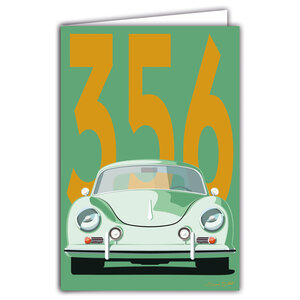 69-1108 Carte 356 Voiture de Sport Luxe Automobile Lignes emblématiques Illustration Graphique Moderne Design épuré coloré Objet de Collection pour Passionné -Avec Enveloppe 12x17cm -Fab française
