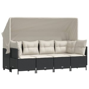 vidaXL Salon de jardin 5 Pièces avec coussins noir résine tressée